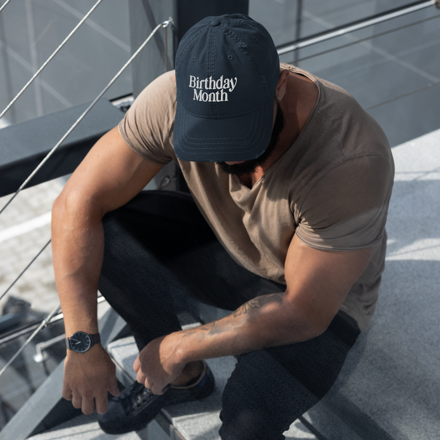 Birthday Month Distressed Dad Hat